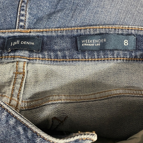 EUC J Jill Denim Weekender Straight Leg Jeans,Cotton blend, Embroidery,Boho,Sz 8 - Picture 2 of 11